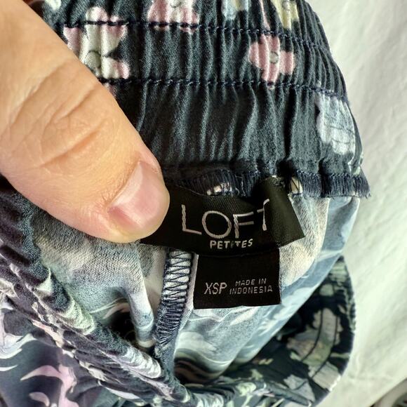 LOFT 2 Pairs Women's XSP Floral 100% Viscose Blue & Gray Fluid Drawstring Pants - Picture 10 of 14